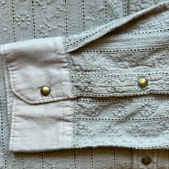 NWT Men's Gray Messagerie Brand Shirt with Subtle Floral Embroidery - Picture 6 of 12